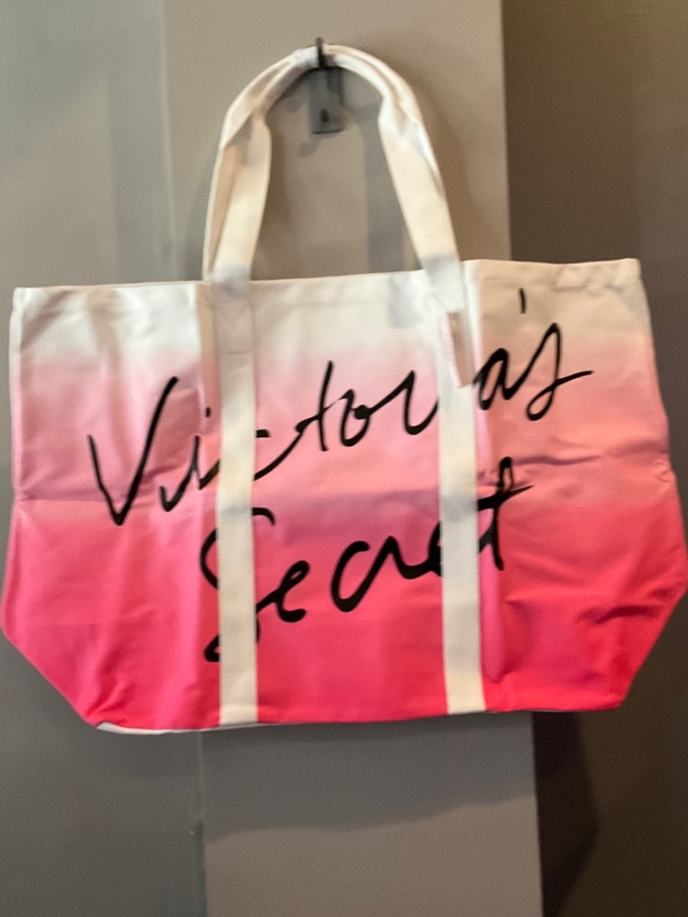 Victoria's Secret Pink Ombre Canvas Tote with White Straps
